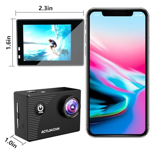 Xilecam Action Camera 1080P 30fps Sports Camera 40m/131ft Underwater Waterproof with 2 Batteries and Multi-Function Accessory 6