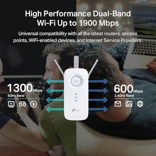 TP-Link AC1900 WiFi Range Extender RE550 | Dual-Band Wireless Repeater Amplifier w/Gigabit Ethernet Port | Up to 2200 Sq. Ft., 32 Devices | Internet Signal Booster | APP Setup | EasyMesh Compatible 2