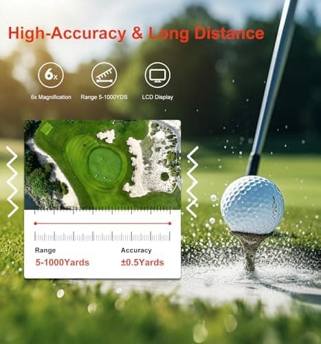 Golf Rangefinder with Slope & Pin Lock Vibration, 1000YD Golf Range Finder, 6X Magnification & HD LCD ， Rechargeable, with Magnetic Stripe,Laser Range Finder for Golf 3