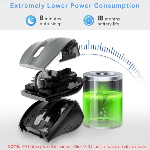 E-YOOSO Wireless Mouse for Laptop, Portable Optical Computer Mouse, 6 Buttons, Cordless 2.4GHz with USB Receiver, 5-Level 4800 DPI, 18 Months Battery Life for PC Chromebook Windows Mac 5