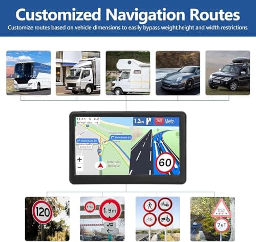 GPS Navigator for Car Truck RV, 7 Inch Touch Screen, Latest 2025 Maps for Car GPS, Support Voice Turn-by-Turn Guidance, Speed and Red Light Warning, Custom Truck Routing 3