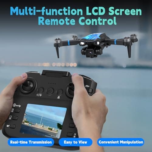 Morlyrctooy M18LCD Drone with 4K Camera for Adults Drone with Screen on Controller Brushless Motor Optical Flow Positioning Headless Mode One Key Takeoff/Landing RC Quadcopter for Beginners Adults Gifts 2