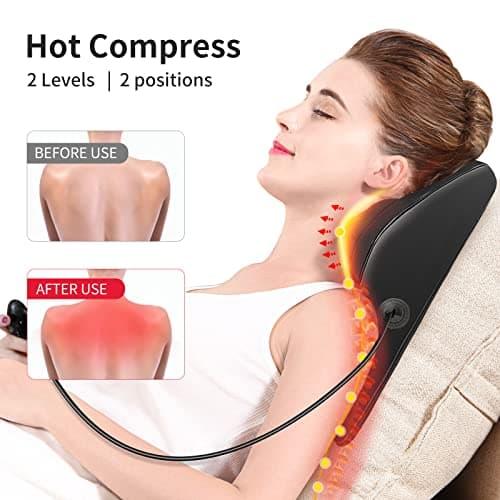 Boriwat Back Massager with Heat, 3D Kneading Massage Pillow for Back, Neck, Shoulder, Leg Pain Relief Deep Tissue, Gifts for Women Men Mom Dad 3