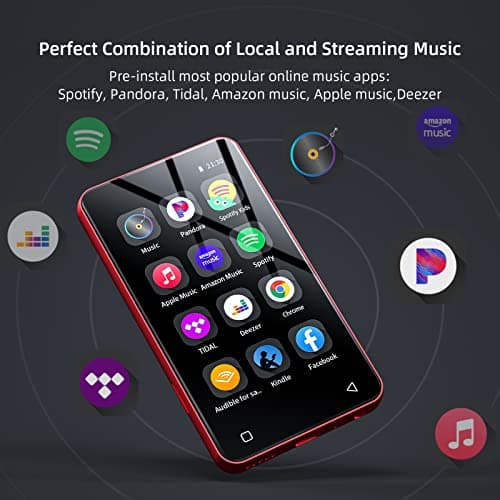 MP3 Player with Bluetooth and WiFi,MP3 Player with Spotify,Spotify Kids,Audible,Pandora,Amazon Music,4" Music Player MP4 Up to 1TB(80GB,Red_Black) 2