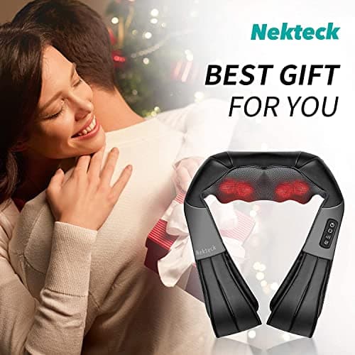 Nekteck Shiatsu Neck Massager for Pain Relief Deep Tissue with Heat, 3D Kneading Massage Pillow Back Shoulder Massagerfor Body Muscle, Plug-in Use for Home Office Car, Gifts for Mom Dad Him Her 6