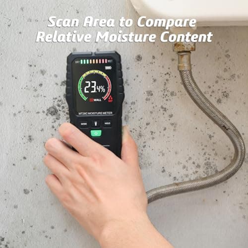 Pinless Moisture Meters Non-Invasive Digital Wood Moisture Tester Water Leak Detector for Wall,Lumber, building,Firewood,Humidity Tester (Black_Case) 4