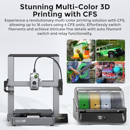 Creality Hi Combo（A） 3D Printer, 4-Color CFS System, Auto RFID Filament Detection, 500mm/s Speed, All-Metal Frame, 260x260x300mm Build Volume, Smart Cloud Control 3