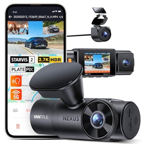Vantrue N4S 3 Channel Front Inside Rear Dash Cam, 2.7K+1440P+1440P WiFi Dash Camera w/PlatePix™, STARVIS 2 x HDR x IR Night Vision, Voice Control, GPS, 24/7 Parking Mode, Support 1TB Max