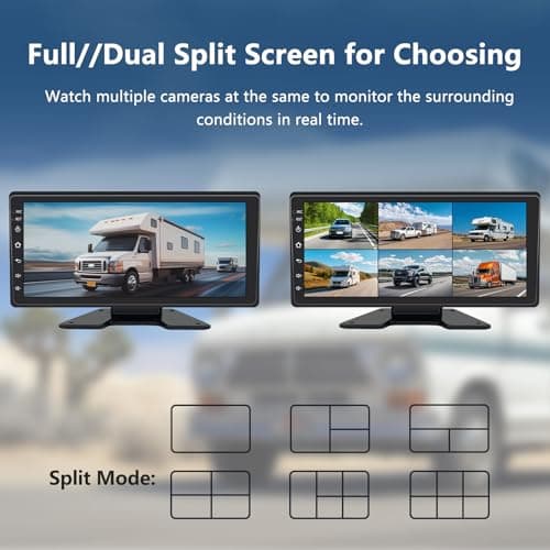 6 Channel Backup Camera System,1080P Rearview Camera with Carplay & Android Auto,GPS Navigation, Touchable 11 inch Monitor & Loop Recording DVR car Stereo, for RV/Truck/Trailer Pickup,128GB Card 3