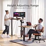 Claiks Electric Standing Desk, Adjustable Height Stand up Desk, 24x48 Inches Sit Stand Home Office Desk with Splice Board, Black Frame/Rustic Brown Top 4