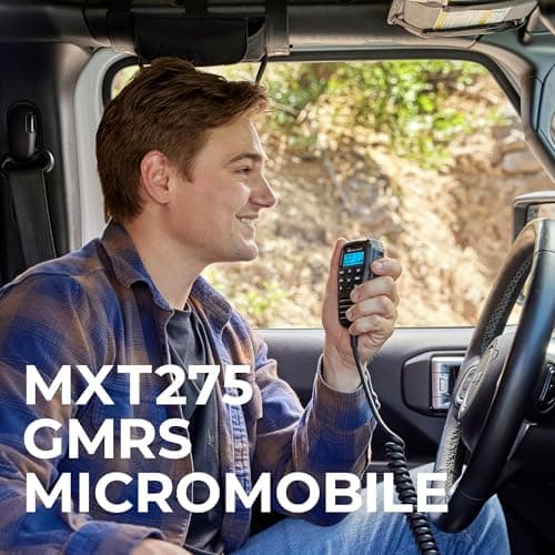 Midland® - MXT275 MicroMobile GMRS Radio - 15 watts Two-Way Radio with Integrated Control Microphone - Overland Caravanning Tractors - Detachable External Magnetic Mount Antenna - 8 Repeater Channels 5