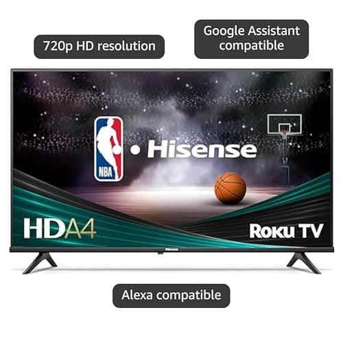Hisense 32-Inch Class A4 Series HD 720p Smart Roku TV with Alexa Compatibility (32A4HNR) - Dolby Audio, Slim Bezel Design, Google Assistant 2