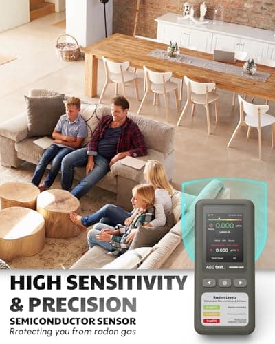 AEGTEST HOUND-1011 Portable Radon Detector for Home, Lightweight, High-Accuracy Sensor, 45-Day Monitoring, Easy-to-Use Radon Tester, Short- & Long-Term in pCi/L or Bq/m³ for Basement – Gray 2