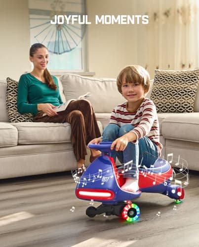 FanttikRide N7 Pro Electric Wiggle Car with Pedal, Rechargeable Battery, CyberWiggle, 2 in 1 Swing Car, 2 Speeds Max 4 Mph, Anti-Rollover, Flashing Wheels, Bluetooth, for Ages 3 and Up, 150 Lbs, Blue 5