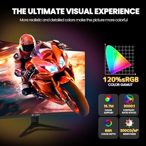 CRUA 27" Curved Gaming Monitor, 2k QHD(2560*1440P) VA Screen, 1800R, 165Hz/180Hz Computer Moniter, Supports AMD Freesync, 120% sRGB, Built-in Speakers, Wall Mountable Installs(HDMI 2.0/DP 1.4)-Black 4