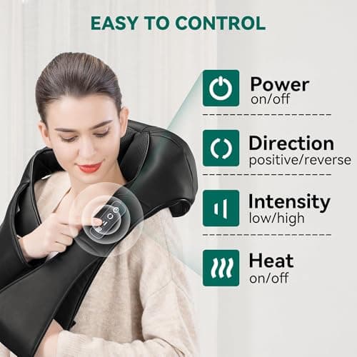 Snailax Cordless Massager - Shiatsu Neck and Shoulder Massager with Heat, Portable, Lumbar, Back Electric Massage Pillow, Christmas Gift 5
