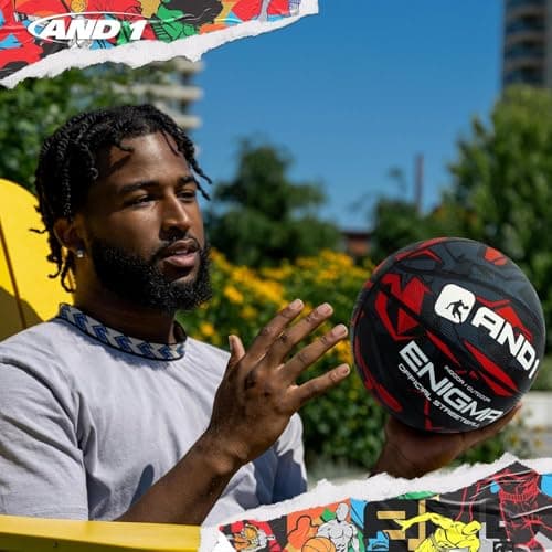 AND1 Enigma Rubber Basketball: Official Regulation Size 7 (29.5 inches) Street Basketball - Deep Channel Construction Streetball, Made for Indoor Outdoor 4