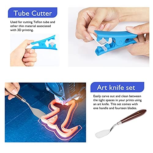 YEETIN 45 Pieces 3D Printer Tools Kit, 3D Printing Accessory Includes Deburring Tool, Digital Caliper, Art Knife Set, Tube Cutter, Storage Bag Suitable for 3D Print Removing, Cleaning, Finishing 4