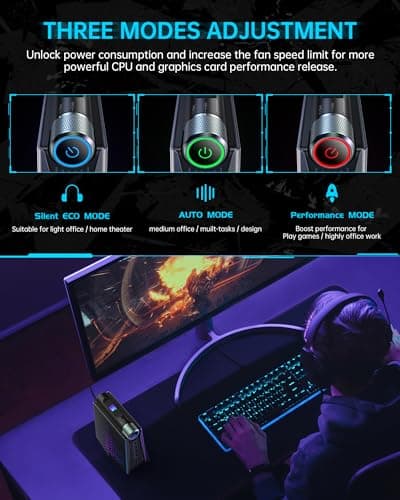 ACEMAGICIAN S3A Mini PC, Ryzen 7 5700U(up to 4.3Ghz), 16GB DDR4 512GB SSD Mini Desktop Computer, Mini Computers [WiFi6/BT5.2] [4K UHD/RGB Lights/3 Adjustable Mode] Light Gaming PC 4