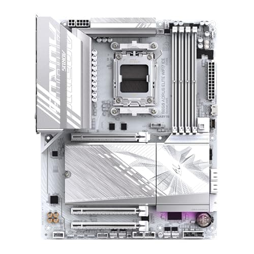 GIGABYTE B850 AORUS Elite WIFI7 Ice Motherboard - AMD Ryzen 9000 Series Processors, 12+2+1 Phase Digital VRM, up to 5200MHz DDR5 (OC), 1xPCIe 5.0 + 2xPCIe 4.0 M.2, LAN 2.5, WiFi 7, USB 3.2 Gen 2x2 2