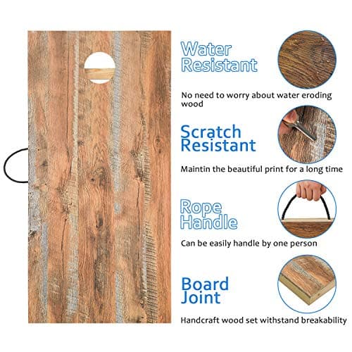 OOFIT Regulation Cornhole Game Set Solid Wood Premium Corn Hole Outdoor Game - 2' x 4' Portable Corn Toss Boards with Scratch Resistant Waterproof Surface, Convenient Carry Handle and 8 Toss Bags 2