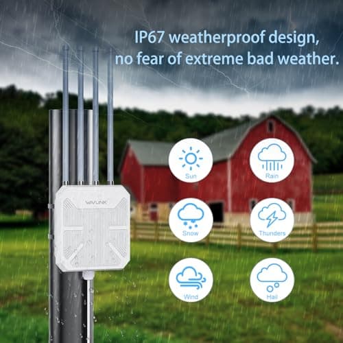 WAVLINK AX3000 Outdoor WiFi 6 Extender Long Range, Outdoor Wireless Access Point, Active PoE, 4x8dBi Antennas,Work with Starlink/Cameras/Router,IP67,Up to 256 Devices for Farm,Yard,RV 2