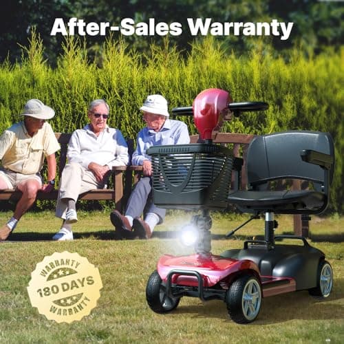 iScooter 4 Wheels Mobility Scooter, Up to 300LBS Mobility Scooter for Seniors & Adults, Foldable Electric Wheelchair Device, LED Headlight, Basket, Cup Holder,Long Range,USB Charging 5