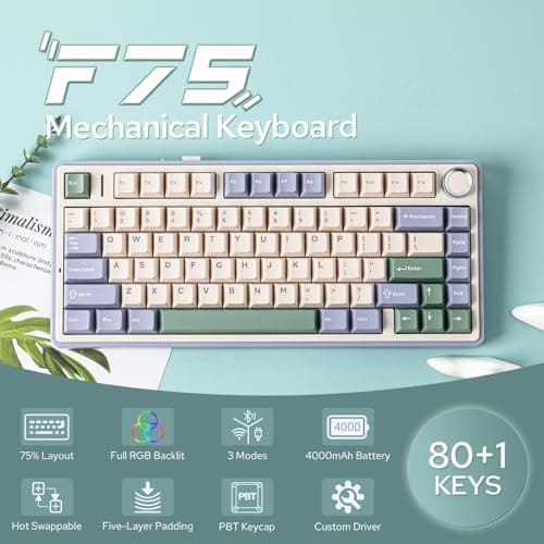 EPOMAKER x Aula F75 Gasket Mechanical Keyboard, 75% Wireless Hot Swappable Gaming Keyboard with Five-Layer Padding&Knob, Bluetooth/2.4GHz/USB-C, RGB (Green, LEOBOG Reaper Switch) 2