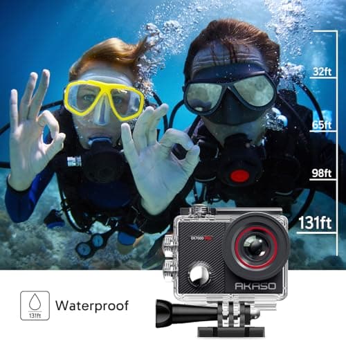 AKASO EK7000 Pro 4K30fps 20MP Action Camera EIS Ultra HD 131FT Waterproof Underwater Camera with Mini Selfie Stick Tripod and Carrying Case Helmet Accessories Kit Bundle 4