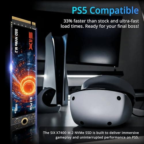 SIX NVME M.2 SSD PCIe 4.0-1TB m.2 2280 ssd, Read UP to 7350MB/s SSD 1TB for Gaming PS5 Memory Storage Expansion with Heatsink, Internal Solid State Hard Drive PCIe gen 4x4 Nvme for Laptop Desktop pc 4