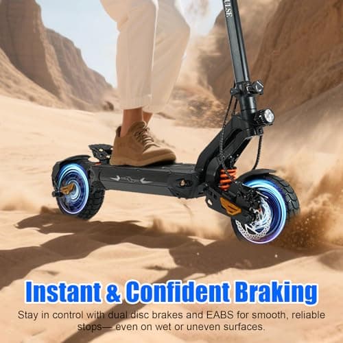Dual Motor Off Road Electric Scooter for Adults – 5000W Fast E Scooter, 45 Miles Long Range, 45 MPH Max Speed, 52V 25.6Ah Battery, Heavy Duty 400 LB Capacity, Foldable Design with Full Suspension 4
