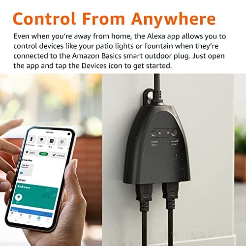 Amazon Basics Outdoor Smart Plug with 2 Individually Controlled Outlets, Works with Alexa Only, 2.4 GHz Wi-Fi, No Hub Required, Black 4
