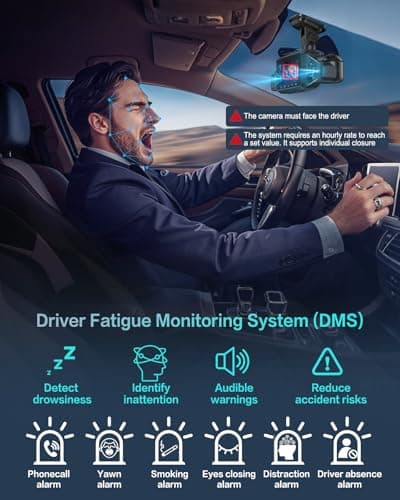 AI Dash Cam Front Rear Inside, 4 Channel 3k+1080P*3 Dashcam with Smart Driving Monitor System, 360° View Car Cameras 5GHz Wi-Fi GPS, Camera for Car Night Vision 128GB SD Card, 24H Parking Mode N700Pro 4