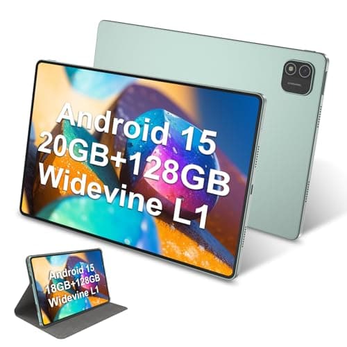 11 inch Tablet, Android 15 Tablet 20GB RAM +128GB ROM+1TB Expand, Octa Core Processor 8000mAh Battery, 1920x1200 IPS Touch Screen, 5+8MP Dual HD Camera, 5G WiFi , Widevine L1, Matel Green with Case