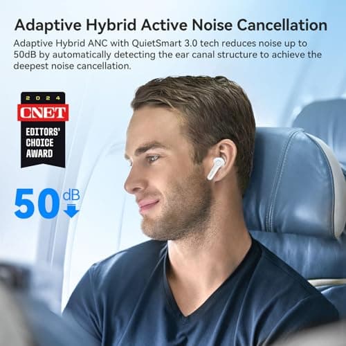EarFun Air Pro 4 Adaptive Hybrid Noise Canceling Wireless Earbuds, Qualcomm Snapdragon Sound, aptX Lossless, 6 Mics AI CVC 8.0 Call, LDAC Hi-Res Audio, 52H Playtime, Bluetooth 5.4 (Glossy White) 2