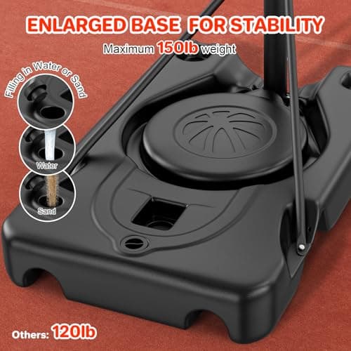 Yohood Basketball Hoop Outdoor 10ft Adjustable, Portable Basketball Hoop Goal System for Kids Youth and Adults in Backyard/Driveway/Indoor, 44 Inch Shatterproof Backboard and Larger Base 7