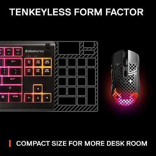 SteelSeries Apex 3 TKL RGB Gaming Keyboard – Tenkeyless Compact Form Factor - 8-Zone RGB Illumination – IP32 Water & Dust Resistant – Whisper Quiet Gaming Switch – Gaming Grade Anti-Ghosting,Black 4