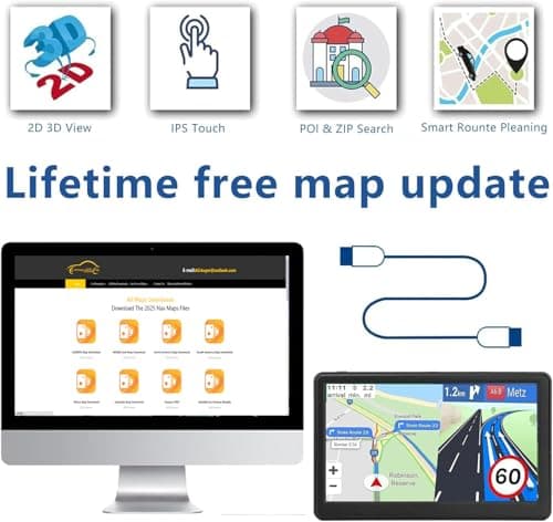GPS Navigator for Car Truck RV, 7 Inch Touch Screen, Latest 2025 Maps for Car GPS, Support Voice Turn-by-Turn Guidance, Speed and Red Light Warning, Custom Truck Routing 5