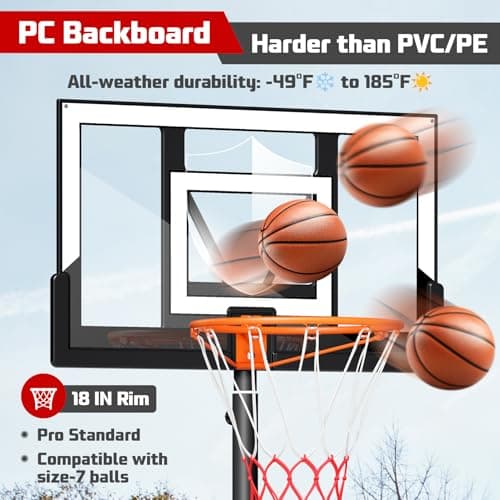 Yohood Basketball Hoop Outdoor 10FT with Shatterproof 40 Inch Backboard, Portable Basketball Hoop Goal System for Kids/Youth/Adults in Backyard/Driveway/Indoor 2