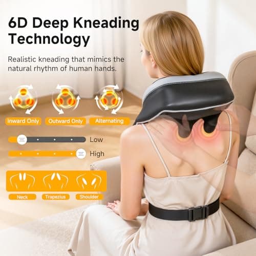 Senluyi 6D Neck Massager for Pain Relief Deep Tissue, Kneading Shiatsu Neck and Shoulder Massager with Heat,Cordless Massager for Back and Shoulder Pain, Gifts for Women Men Home Office Christmas 3