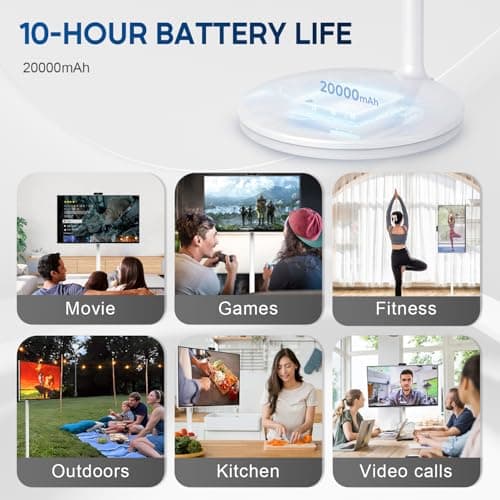 32 Inch 4K Smart Portable TV, Qualcomm Snapdragon 665 CPU, EDLA-Certified, Built-in 20000mAh Battery, 8+128GB, Android OS, Rolling Touch Screen Monitor on Wheels, Air Remote Mouse, with 5MP Webcam 3