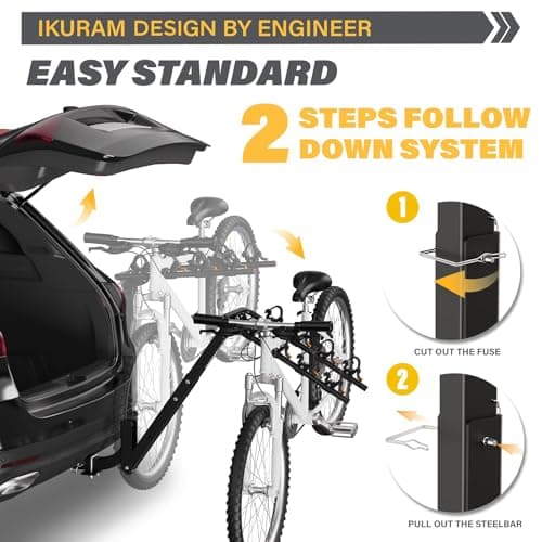 IKURAM R 4 Bike Rack Bicycle Carrier Racks Hitch Mount Double Foldable Rack for Cars, Trucks, SUV's and minivans with a 2" Hitch Receiver 5