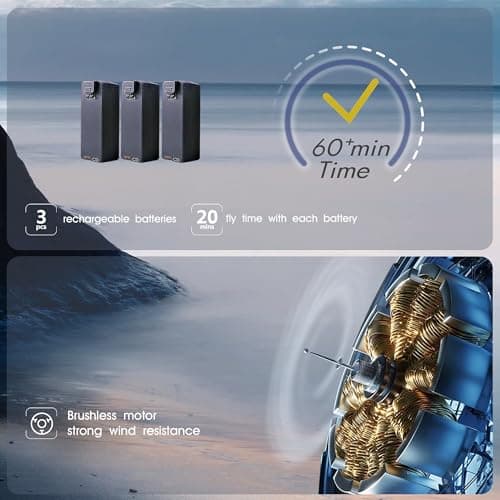 ‌4K Drones with Camera for Adults: 2650ft Long-Range Foldable Quadcopter, 60+ Min Flight, Brushless Motor, Auto Hover & Follow Me (3 Batteries) 5