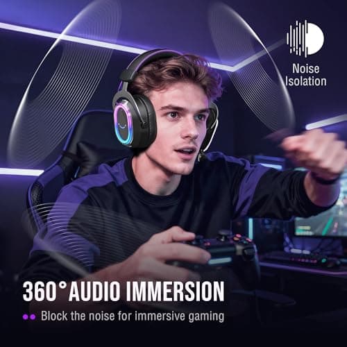 FIFINE Wired USB Gaming Headset: 7.1 Surround Sound - Vibrant Customizable RGB - Game/Chat Balance, Gamer Headphone with Noise Canceling Mic for PC, PS5/PS4, Laptop, Mac - AmpliGame H13BP 3