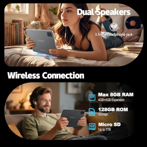 10 inch Tablet, Android 14 Tablet, 8GB RAM 128GB ROM 1TB Expansion, Octa-core Processor, 1280x800 HD Touch Screen, 5MP+8MP Dual Camera, WiFi 6, BT 5.0, 6000mAh Battery & Quad Speakers, Metal Grey 2