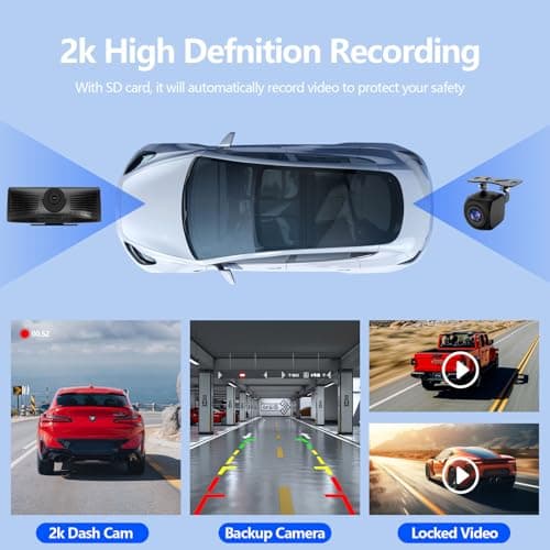 Wireless Carplay Screen for Car 2K Dash Cam, 8.1" HD Portable Car Stereo with Carplay & Android Auto, 1080P Backup Camera, Mirror Link/Bluetooth/GPS Navigation/Satellite Radio for All Vehicles 3