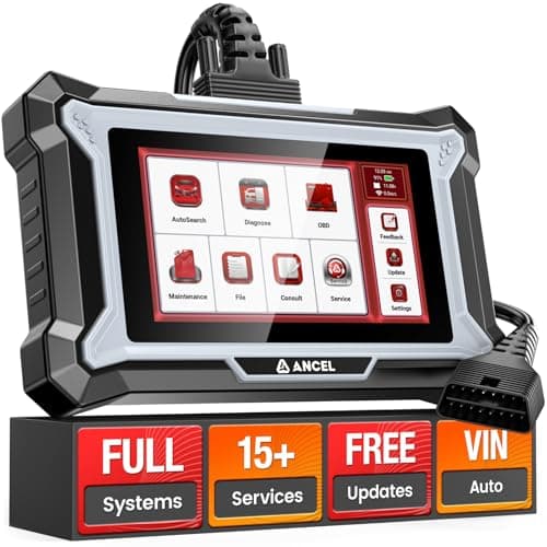 ANCEL DS200 Full System OBD2 Scanner with 15+ Reset Services - Oil/BMS/Brake Reset, DPF Regen, Injector Coding, ABS Bleeding, Free Lifetime Updates, Online Customer Service