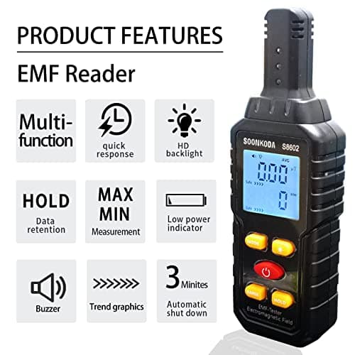 3 in 1 EMF Meter,EMF Reader,Electromagnetic Field Radiation Detector,EMF Tester for Home,EMF Detector with sound light alarm,Ghost Hunting Equipmetent 3
