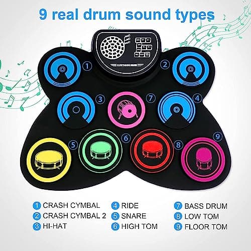 9-Pads Electronic Drum Set with Headphone Jack Speaker Drumsticks & Pedals, Holiday Gifts for Kids 2