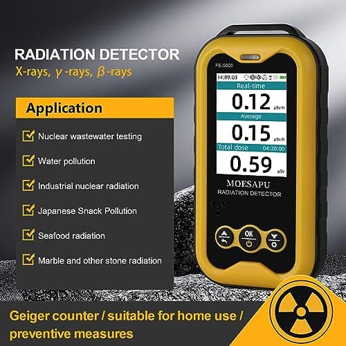Geiger Counter with J321 GM Tube, Nuclear Radiation Detector with Click Sound for Beta Gamma X-ray, Uranium Glass Iodine Treatment Radioactive Dosimeter, Portable Alarm to Water Food, FS-5000 2